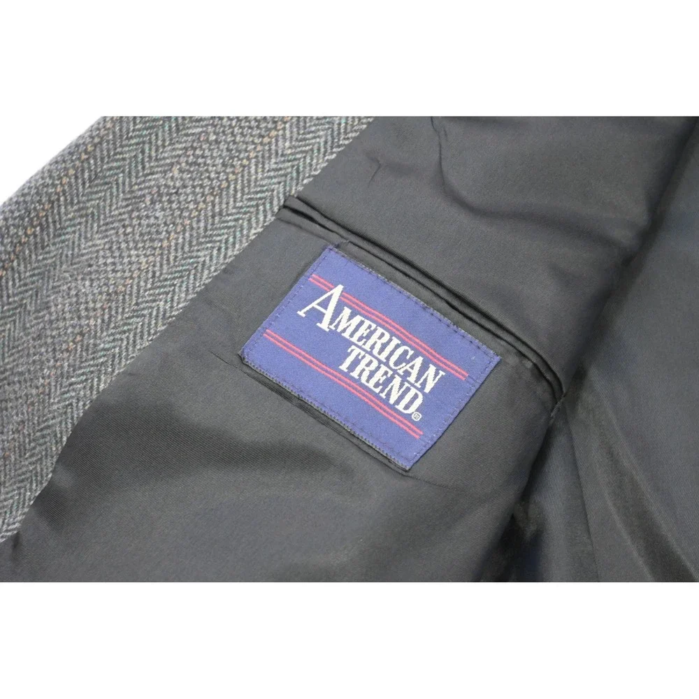 American Trend Tweed Blazer Mens 50L Gray Herringbone 2 BTN‎ Sport Coat EUC